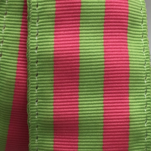 YRI Womens Green and Pink Color Striped Ribbon Sz Large Belt. Made in USA - Picture 5 of 6